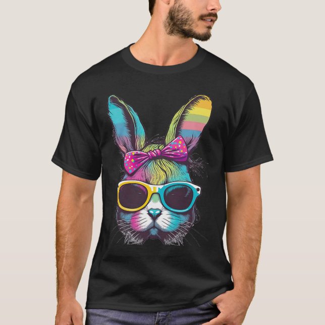 Bunny farbenfrohe Gesicht mit Sonnenbrille für Fra T-Shirt (Vorderseite)