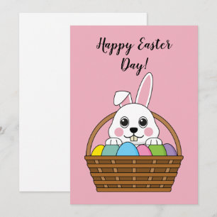 Bunny Farbiger Ostereier-Jagd-Korb   Personalisier Feiertagskarte