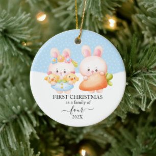 Bunny First Christmas Family 4 Keramik Ornament