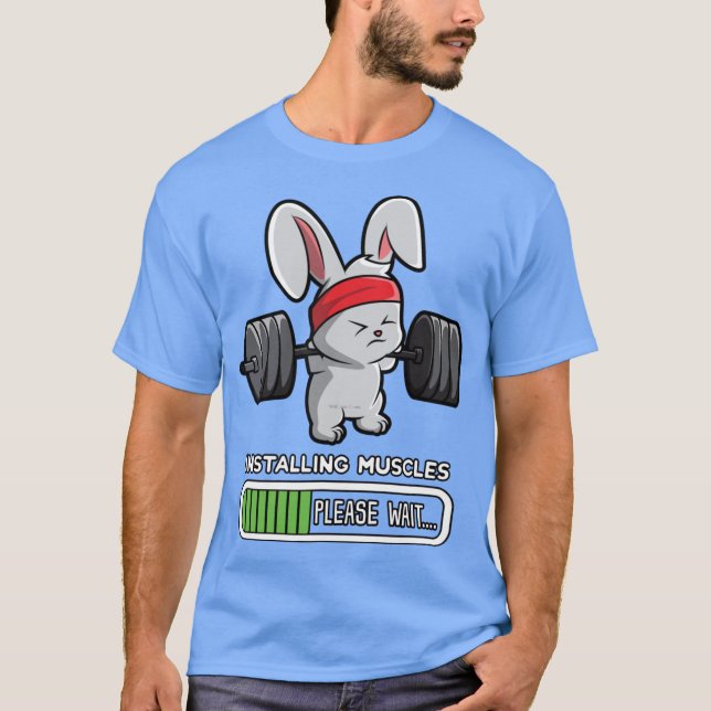 Bunny Fitness Gym Workout Installing Muscles boy T-Shirt (Vorderseite)