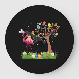 Bunny Flamingo Oster 2021 Niedliche Flamingo Lie Große Wanduhr