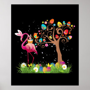 Bunny Flamingo Oster 2021 Niedliche Flamingo Lie Poster