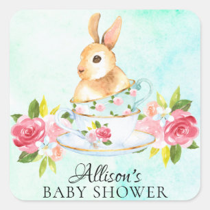 Bunny Floral Baby Tee Party Umschlag Aufkleber