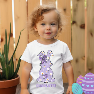 Bunny Flower Print Lila T - Shirt