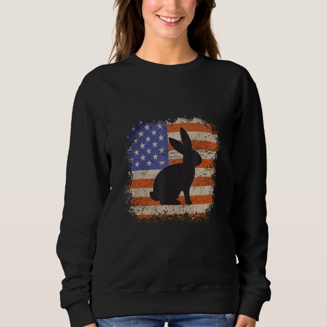 Bunny for men gift bunnies american flag patriotic sweatshirt (Vorderseite)