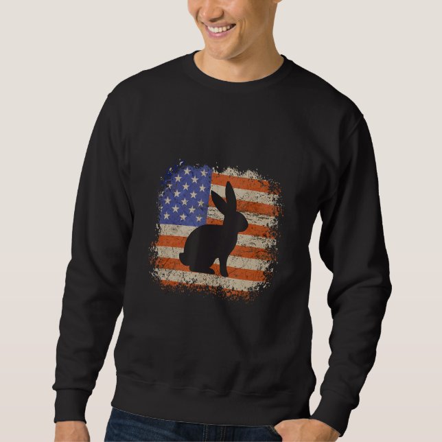 Bunny for men gift bunnies american flag patriotic sweatshirt (Vorderseite)