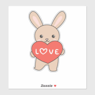 Bunny For Valentine's Day Cute Animals With Hearts Aufkleber