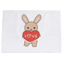 Bunny For Valentine's Day Cute Animals With Hearts Große Geschenktüte