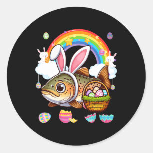 Bunny Foreut Fish Osterfest Jagd Eier Basket Color Runder Aufkleber