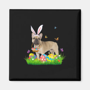 Bunny French Bulldog mit Eierkörbchen Osterhuntin Magnet