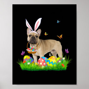 Bunny French Bulldog mit Eierkörbchen Osterhuntin Poster