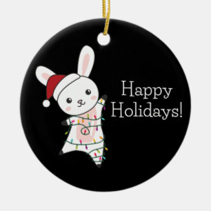 Bunny frohe Weihnachten Winter Tiere Rabbits Ceram Keramik Ornament