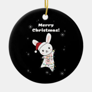 Bunny frohe Weihnachten Winter Tiere Rabbits Keramik Ornament