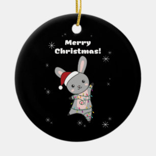 Bunny frohe Weihnachten Winter Tiere Rabbits Keramik Ornament