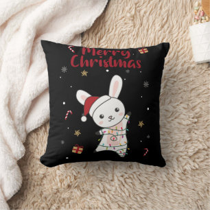 Bunny frohe Weihnachten Winter Tiere Rabbits Kissen