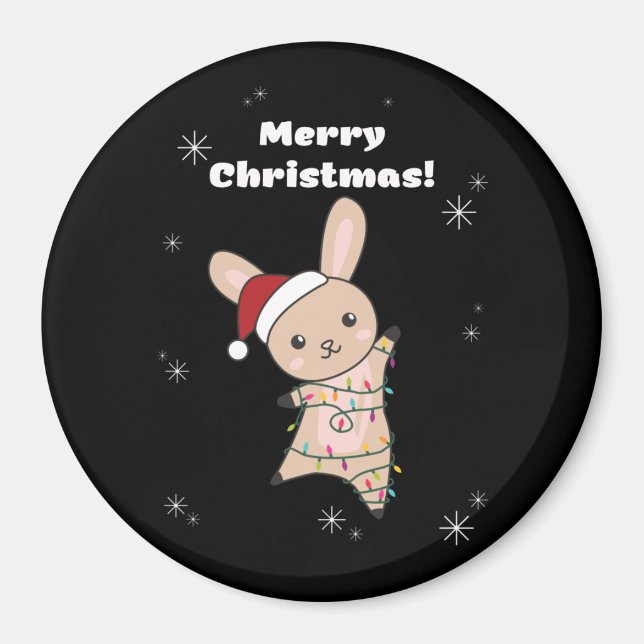 Bunny frohe Weihnachten Winter Tiere Rabbits Magne Magnet (Vorne)