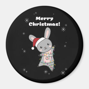 Bunny frohe Weihnachten Winter Tiere Rabbits Magnet