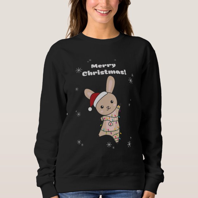 Bunny frohe Weihnachten Winter Tiere Rabbits Sweet Sweatshirt (Vorderseite)