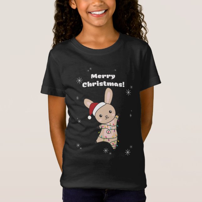 Bunny frohe Weihnachten Winter Tiere Rabbits T-Shi T-Shirt (Vorderseite)