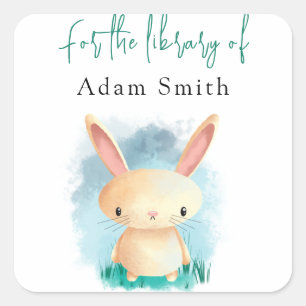 Bunny - für die Bibliothek Quadratischer Aufkleber