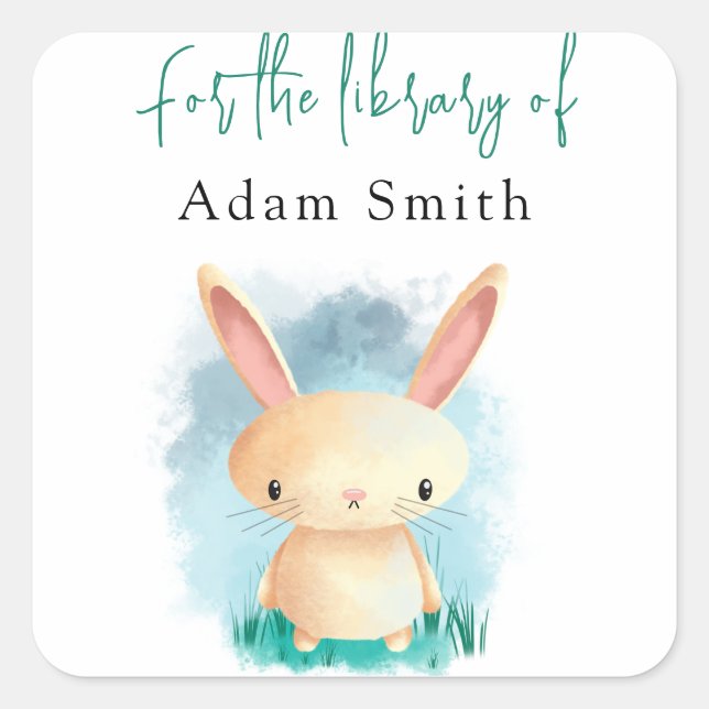 Bunny - für die Bibliothek Quadratischer Aufkleber (Vorderseite)