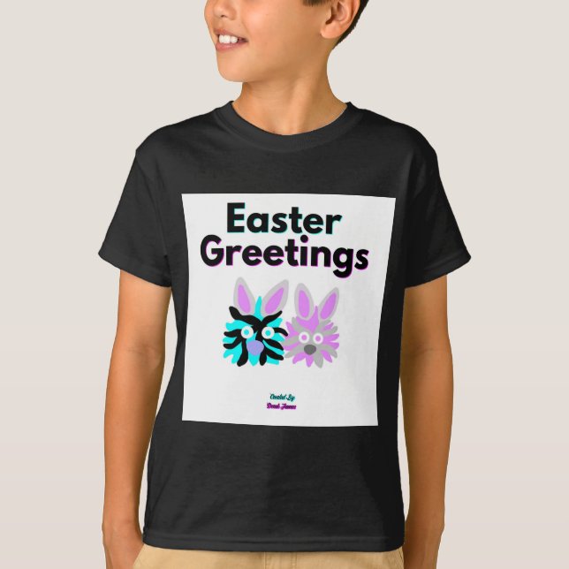 Bunny Fuzzies Boys Black Basic T Shirt (Vorderseite)