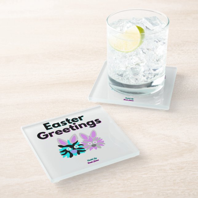 Bunny Fuzzies Glass Untersetzer (Schrägansicht)