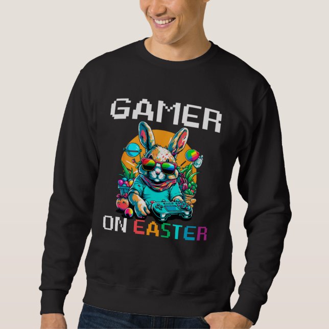 Bunny Game Controller Easter Day Gamer Easter  For Sweatshirt (Vorderseite)