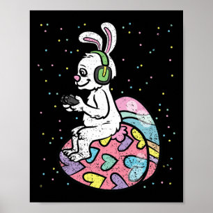 Bunny Gamer Easter Game Controller Egg Hunt Poster