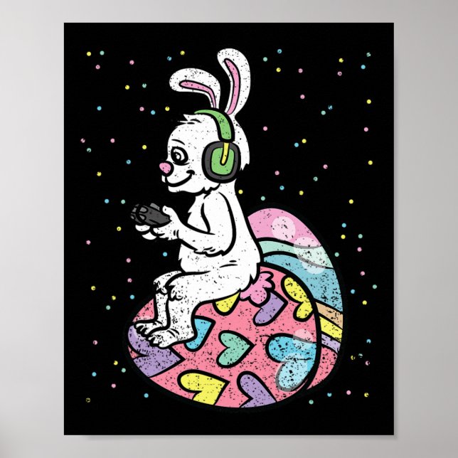 Bunny Gamer Easter Game Controller Egg Hunt Poster (Vorne)