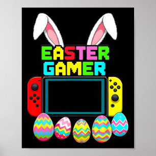 Bunny Gaming Controller Gamer Jungen Lustiger Vide Poster