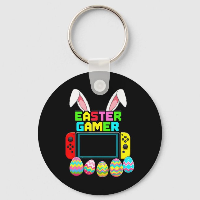 Bunny Gaming Controller Gamer Jungen Lustiger Vide Schlüsselanhänger (Vorderseite)