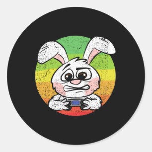 Bunny Gaming Ostereier Jagd Videospiel Kontrolle Runder Aufkleber