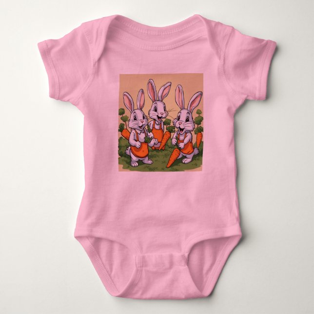 Bunny Garden Adventure| Kinderkleidung Baby Strampler (Vorderseite)