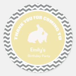 Bunny Geburtstag Party danke gelb Runder Aufkleber