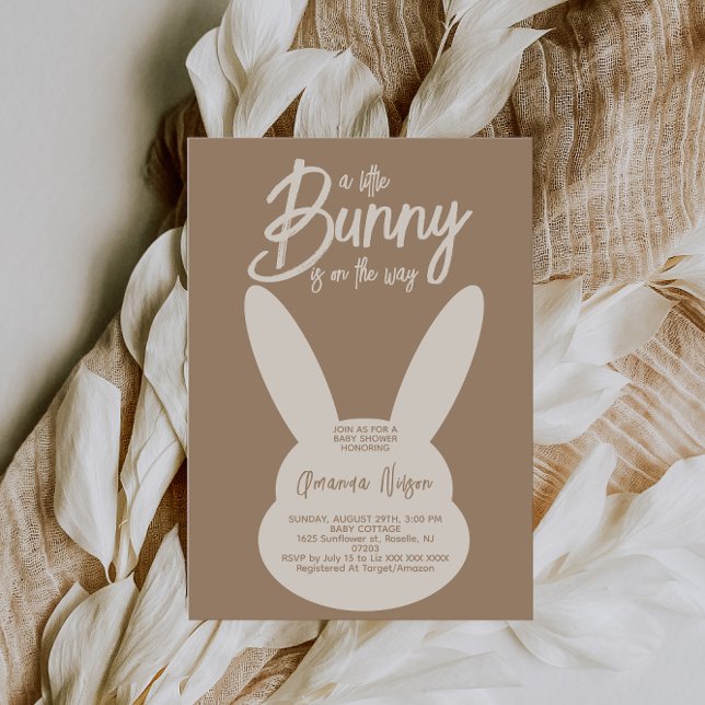 Bunny Gender Neutral Modern Script Baby Shower Einladung (Von Creator hochgeladen)