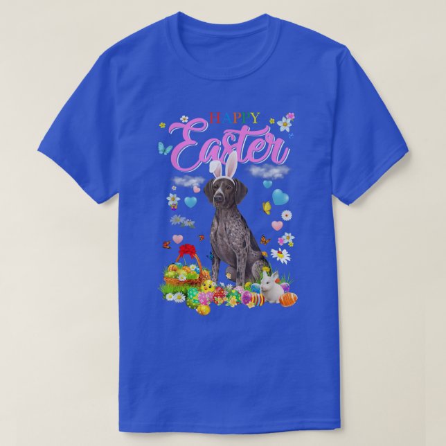 Bunny German Kurzhaar Pointer Dog Happy Oaster  T-Shirt (Design vorne)