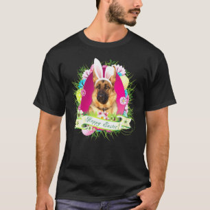 Bunny German Shepherd Hund Happy Oaster Day Egg Hu T-Shirt