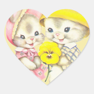 Bunny Girl+Boy Herz-Aufkleber