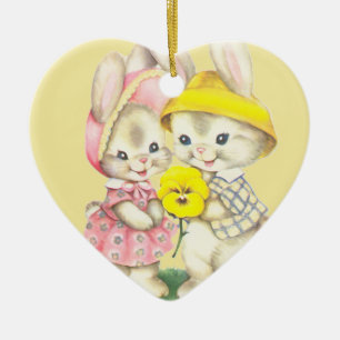 Bunny Girl+Boy Keramik Ornament