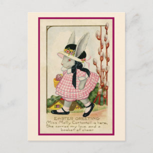 Bunny Girl Oster Postcard Feiertagspostkarte