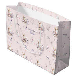 Bunny Girl Personalisiert Name Rosa Lila Ostern Große Geschenktüte