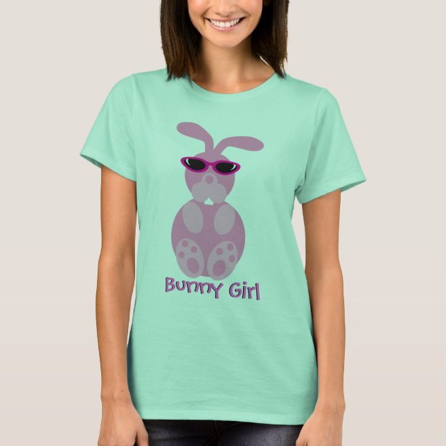 Bunny Girl Pink Rabbit mit Sonnenbrille T-Shirt (Vorderseite)
