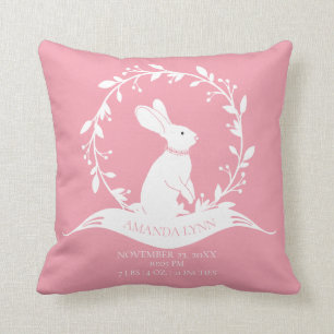 Bunny Girls Baby Birth Stats Pillow Kissen