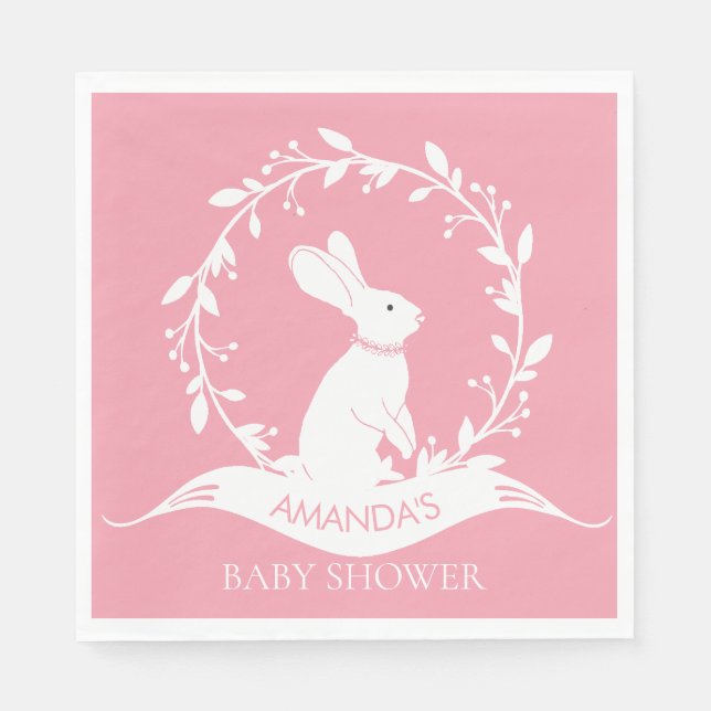 BUNNY Girls Babydusche Papier Napkins Serviette (Vorderseite)
