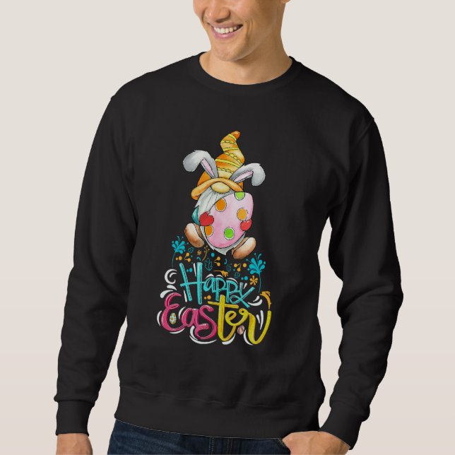 Bunny Gnome Rabbit Eggs Hunting Happy Easter Day F Sweatshirt (Vorderseite)