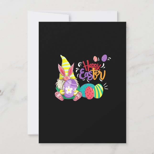 Bunny Gnome Rabbit Eggs Jagd Funny Happy Oster Einladung (Vorderseite)