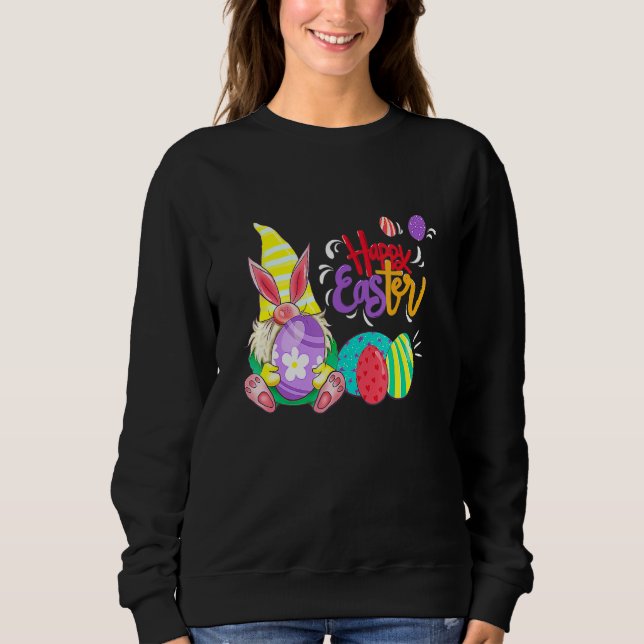 Bunny Gnome Rabbit Eggs Jagd Funny Happy Oster Sweatshirt (Vorderseite)