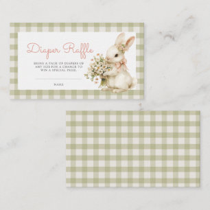 Bunny Green Gingham Baby Duwer Diaper Raffle Begleitkarte