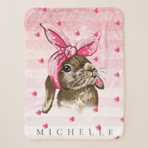 Bunny Hand bemalt Glitzer Personalisiert Sherpadecke